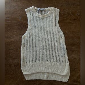 Zara Women’s Cream and White Vest/Tank Top